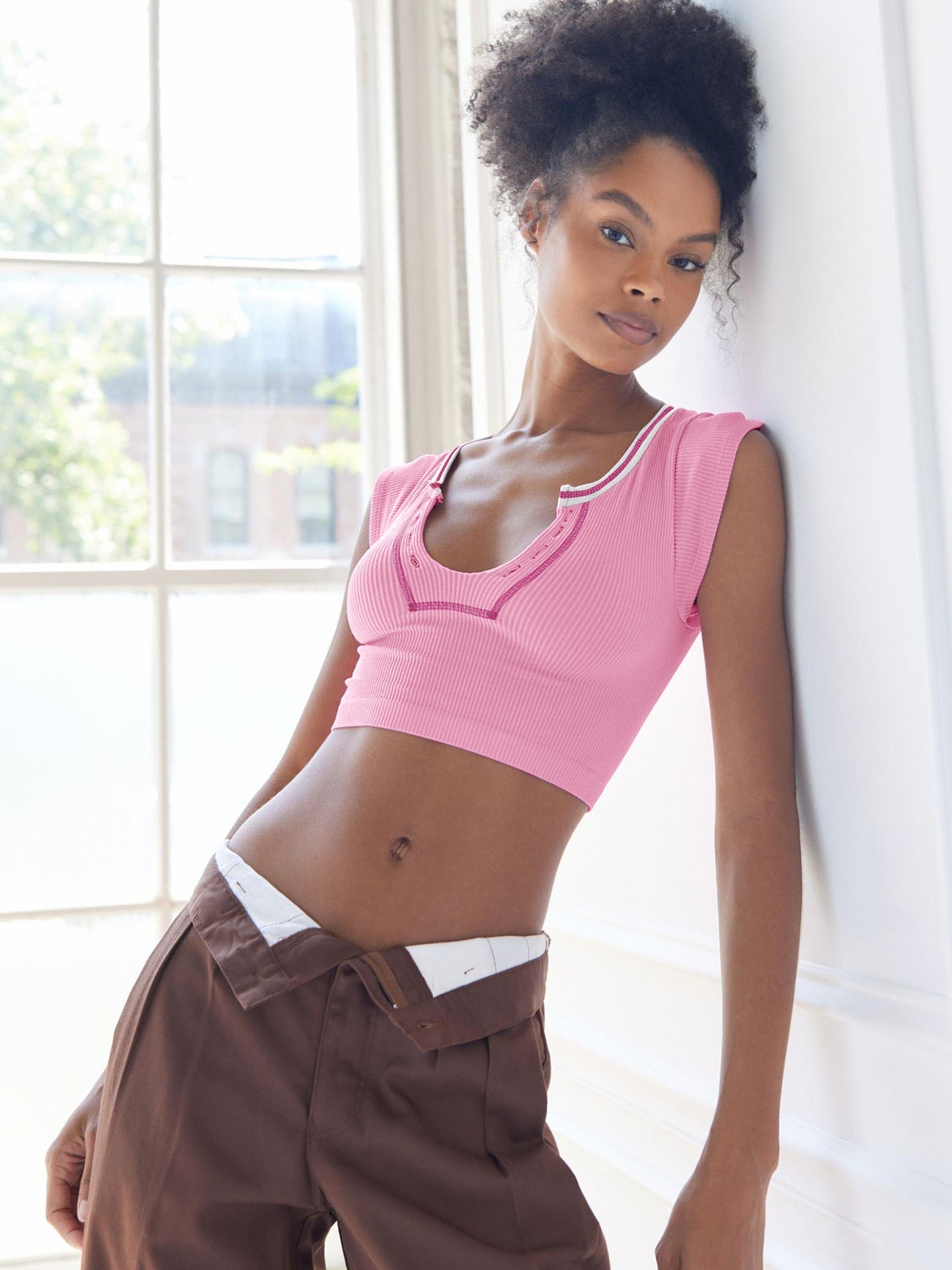 Slim Fit Ultra Short Sexy Spicy Girls Top Knitted Thread T-shirt