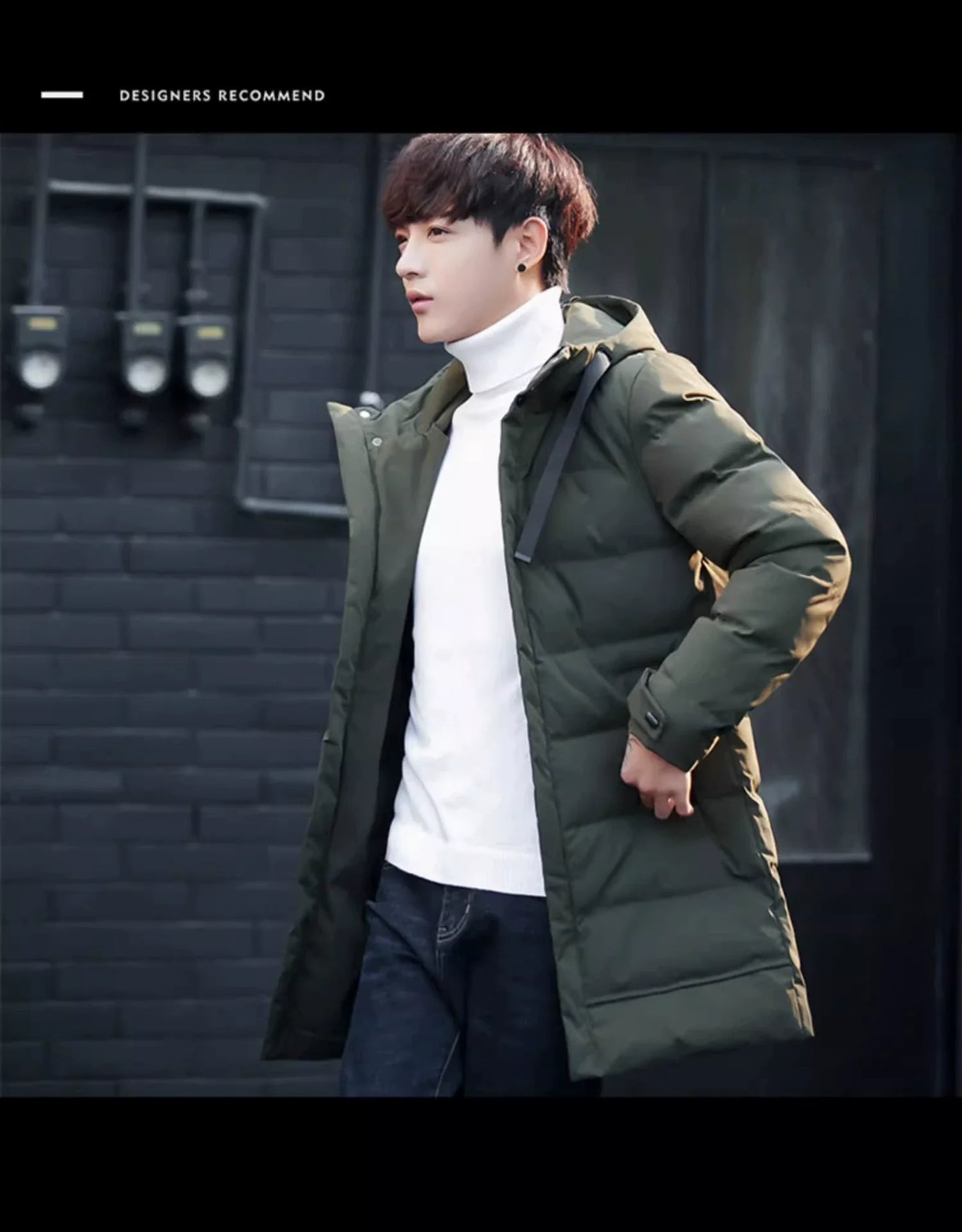 Men's Down Jacket Thickened Warm Leisure Stand-up Collar Slim Fit Cold-Proof Cotton-Padded Coat