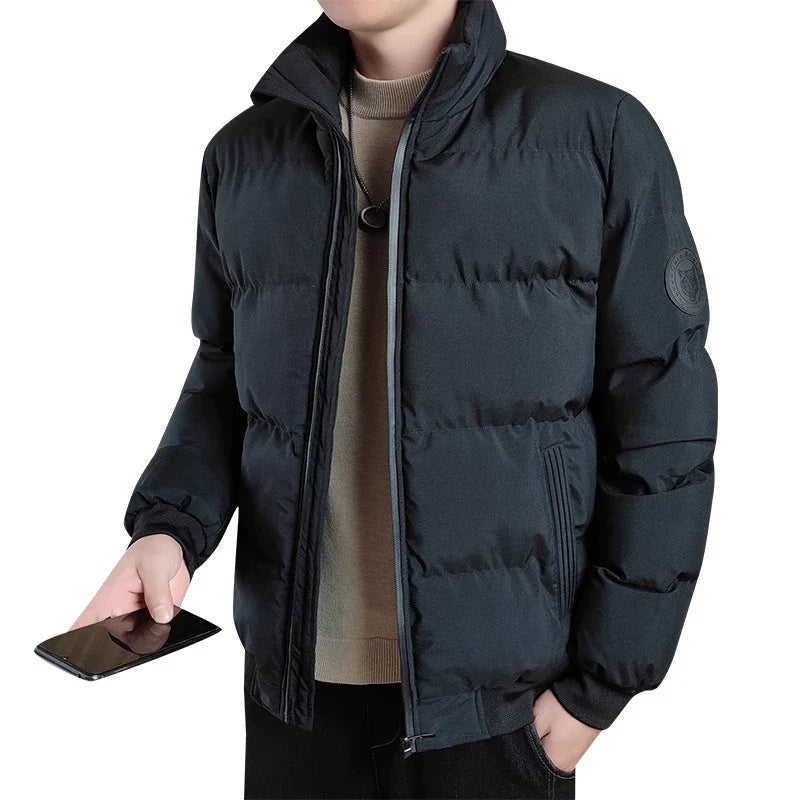 Men's Down Jacket Thickened Warm Leisure Stand-up Collar Slim Fit Cold-Proof Cotton-Padded Coat