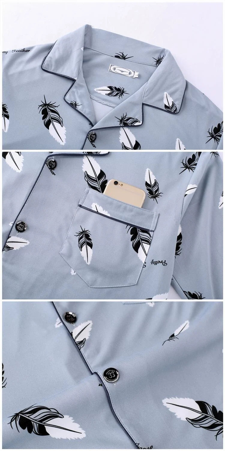 Men's Pajamas Cotton Long sleeve Trousers Two-piece Set