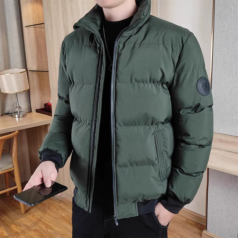 Men's Down Jacket Thickened Warm Leisure Stand-up Collar Slim Fit Cold-Proof Cotton-Padded Coat