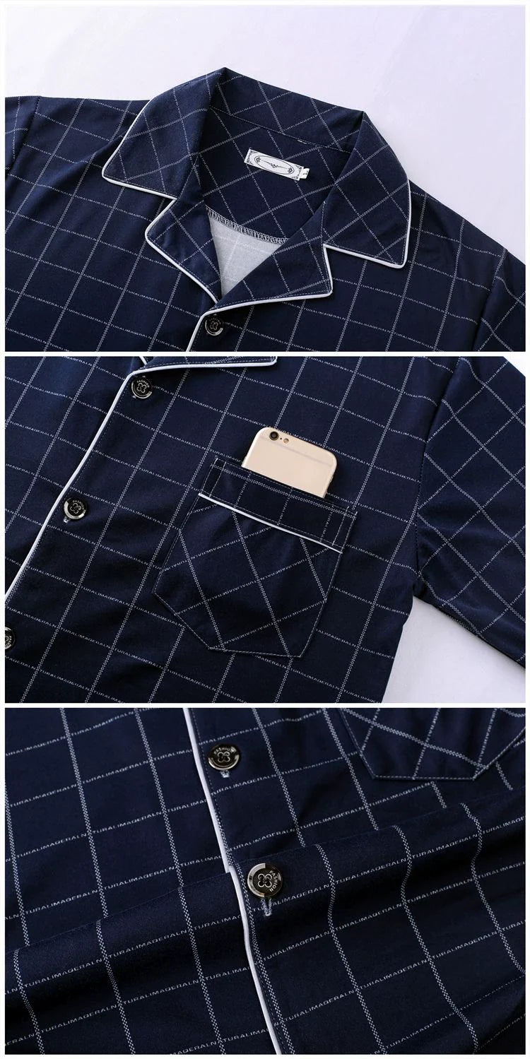 Men's Pajamas Cotton Long sleeve Trousers Two-piece Set
