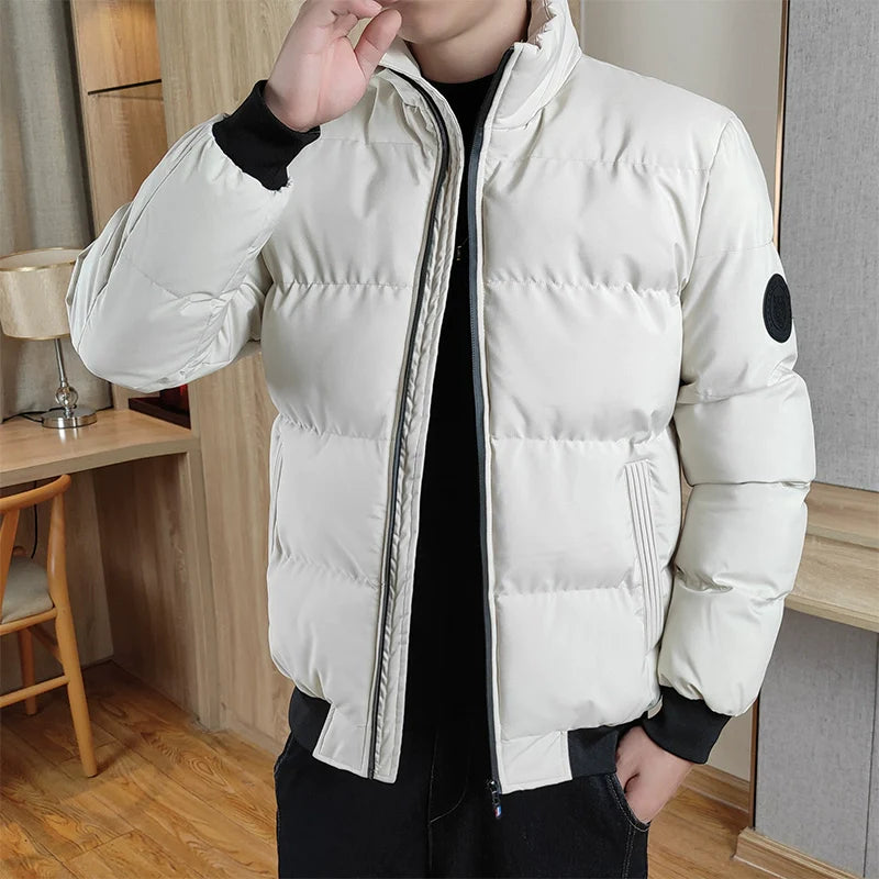 Men's Down Jacket Thickened Warm Leisure Stand-up Collar Slim Fit Cold-Proof Cotton-Padded Coat