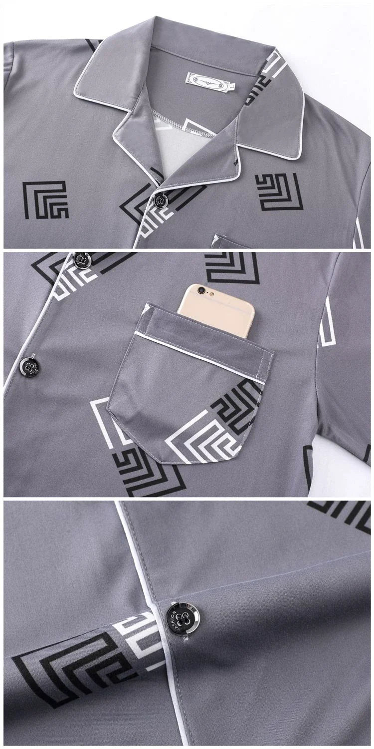 Men's Pajamas Cotton Long sleeve Trousers Two-piece Set