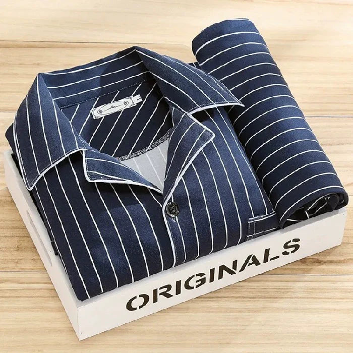 Men's Pajamas Cotton Long sleeve Trousers Two-piece Set