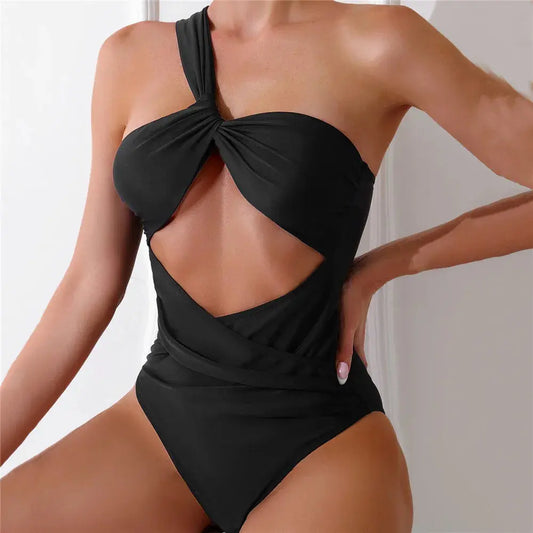 Sexikinis One Shoulder Black One Piece Swimsuit