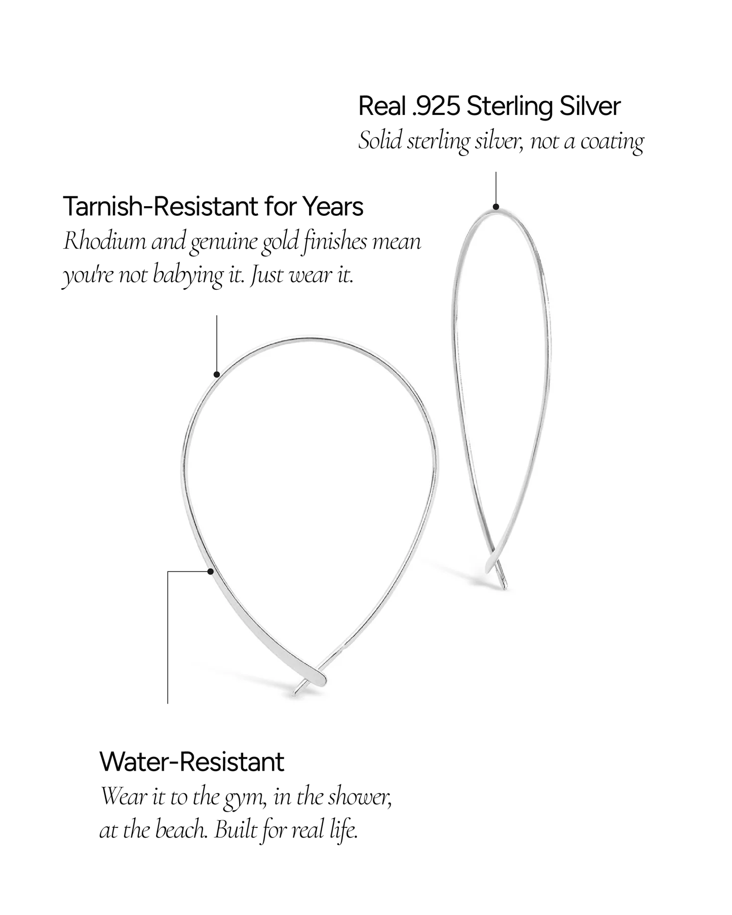 Sterling Silver Delicate Threader Hoop Earrings