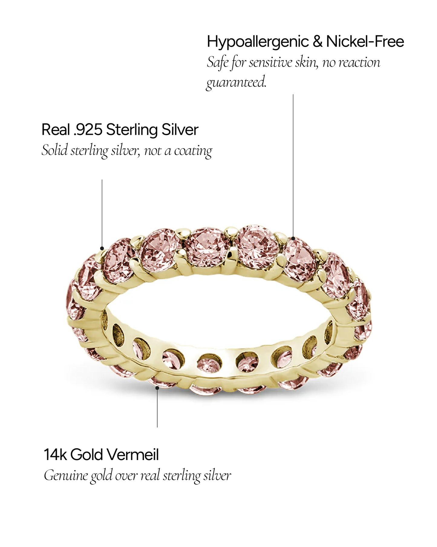 Sterling Silver Gracie Pink CZ Eternity Ring
