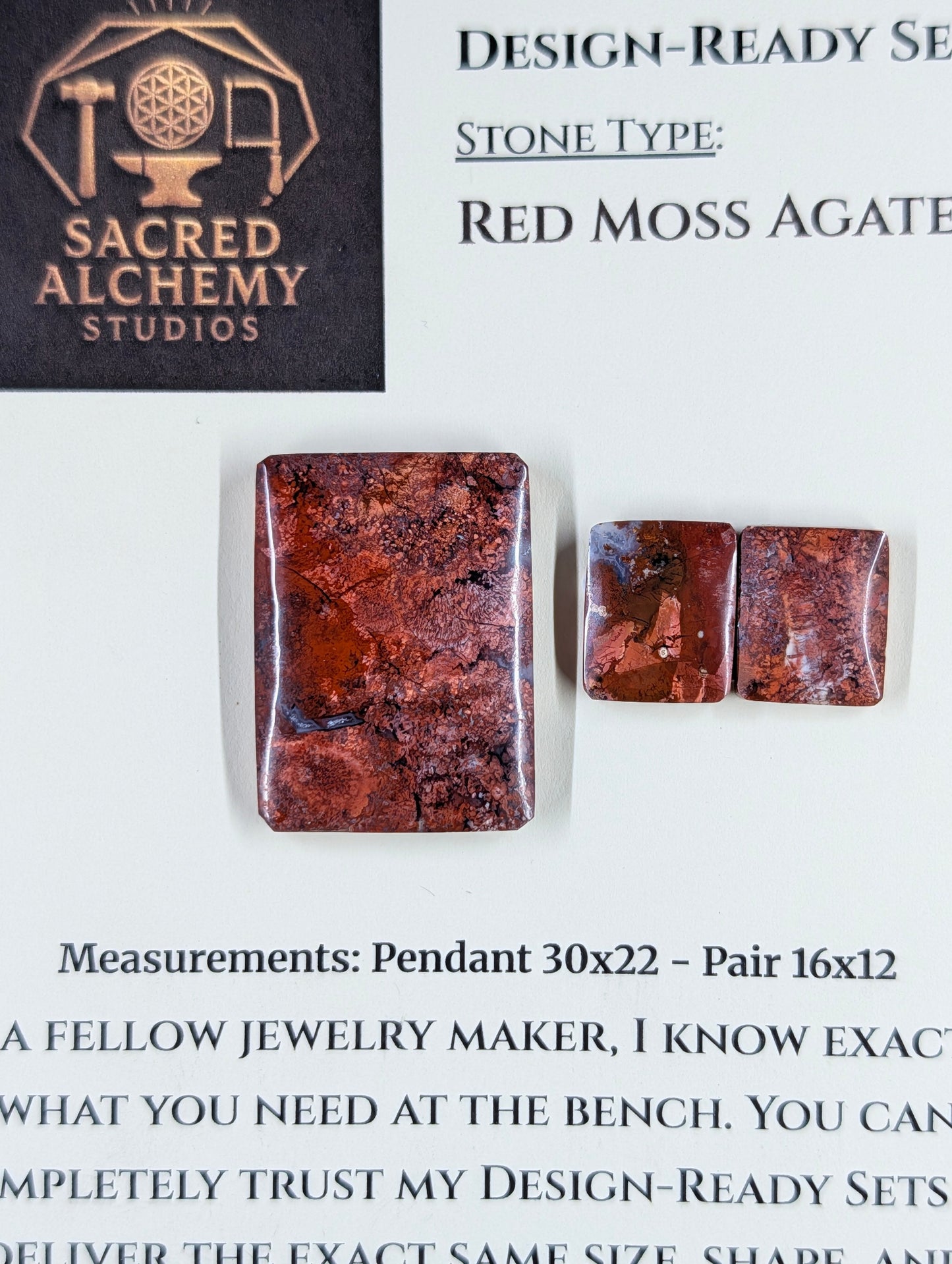 Rectangle Shape - Red Moss Agate - Design-Ready Sets