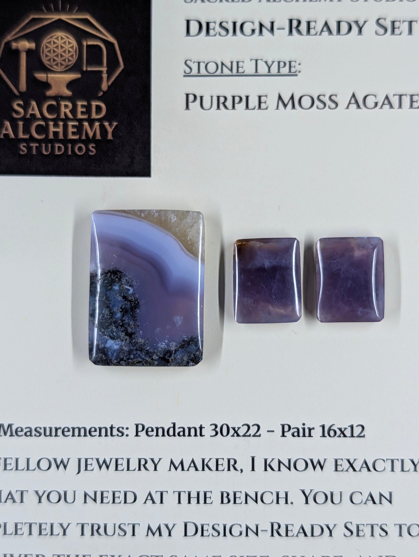 Rectangle Shape - Purple Moss Agate - Design-Ready Sets