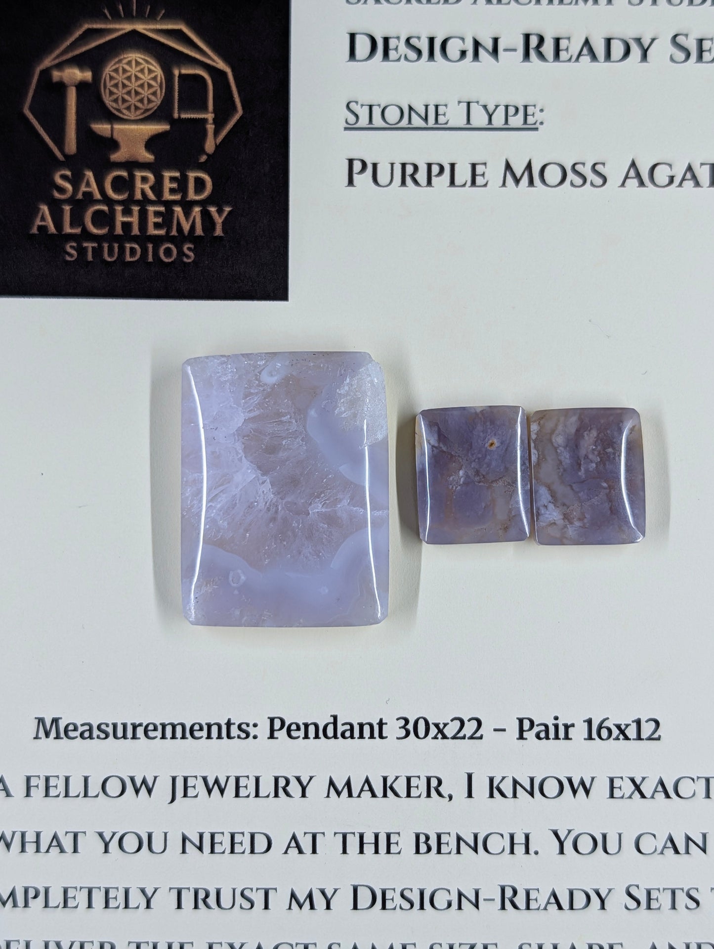 Rectangle Shape - Purple Moss Agate - Design-Ready Sets