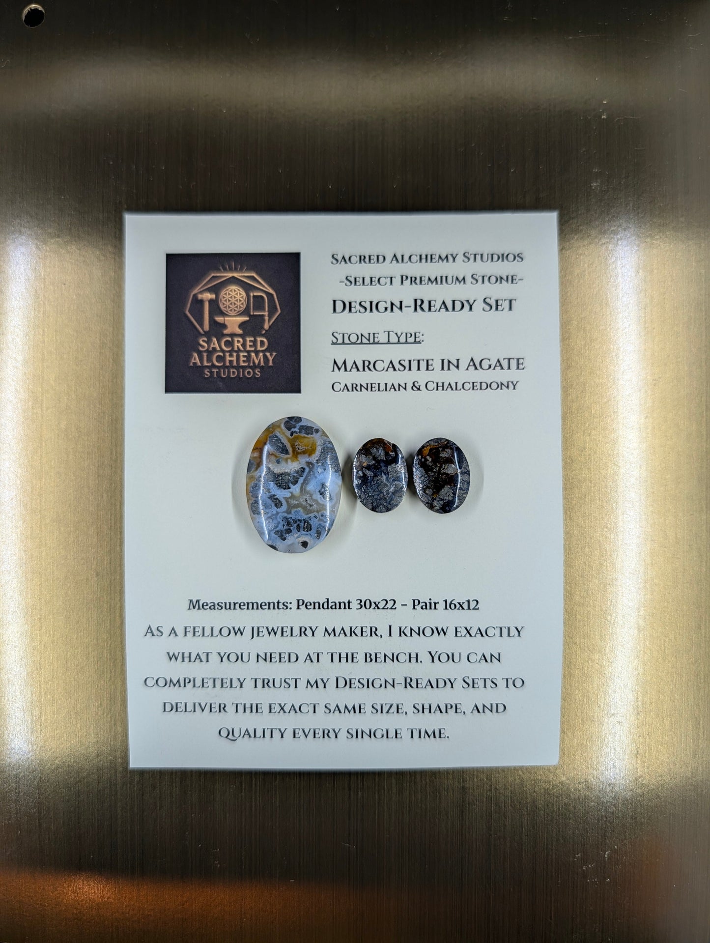 Oval Shape - Marcasite in Agate - Sacred Alchemy Select - Design-Ready Set