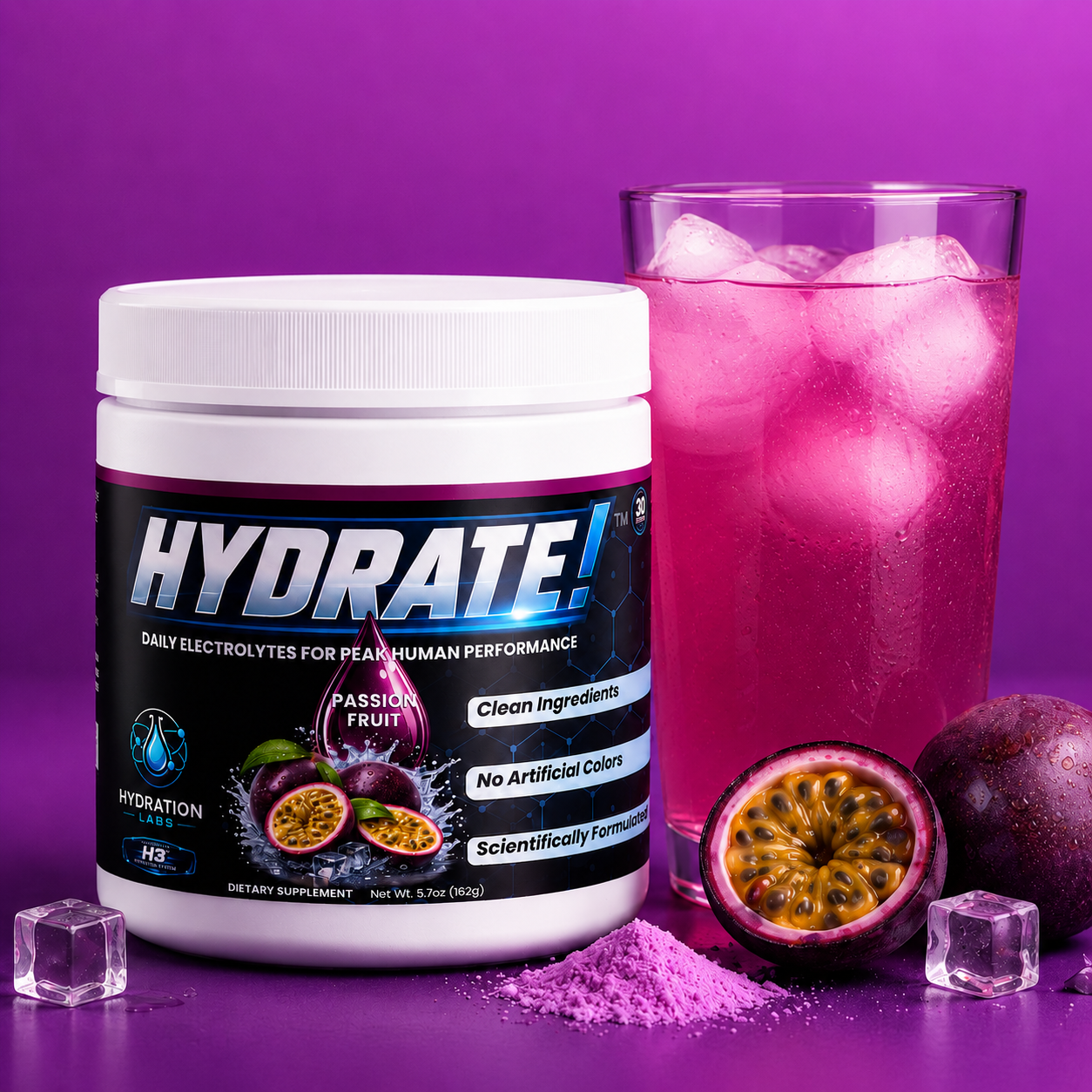 HYDRATE! (Passion Fruit) Advanced Electrolyte Hydration Powder