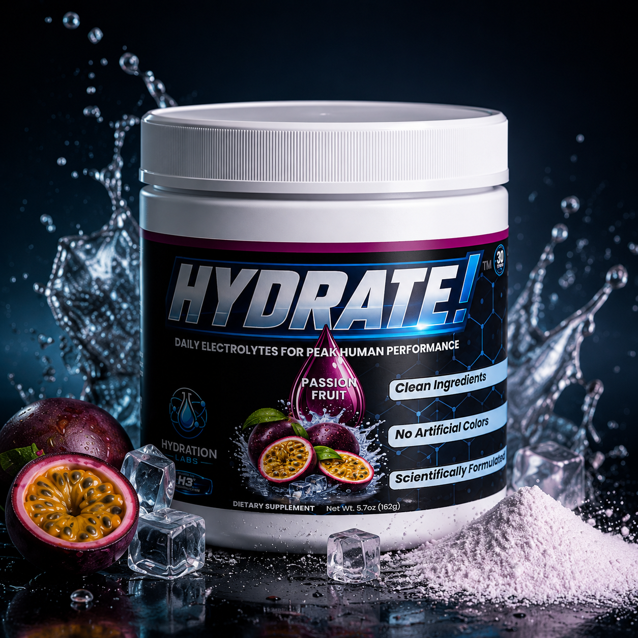 HYDRATE! (Passion Fruit) Advanced Electrolyte Hydration Powder