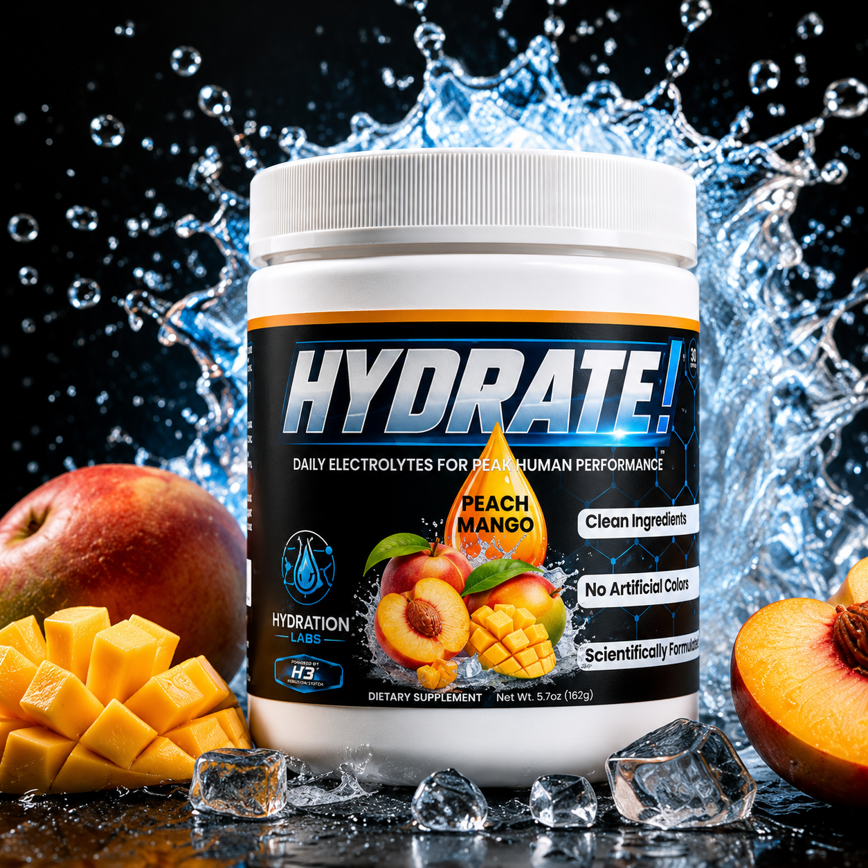 HYDRATE! (Peach Mango) Advanced Electrolyte Hydration Powder