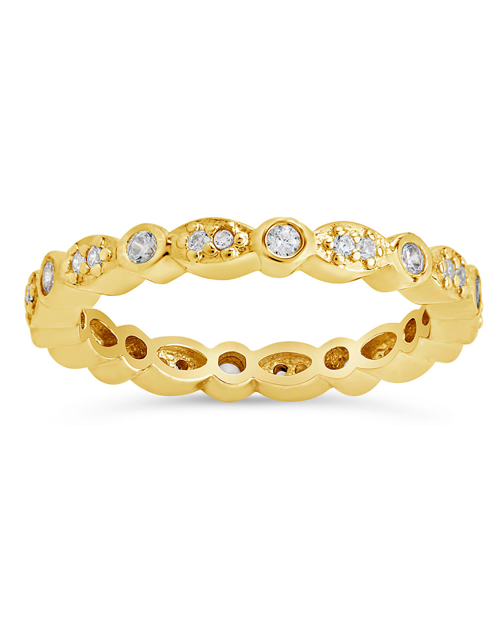 Sterling Silver CZ Bezel Band Ring