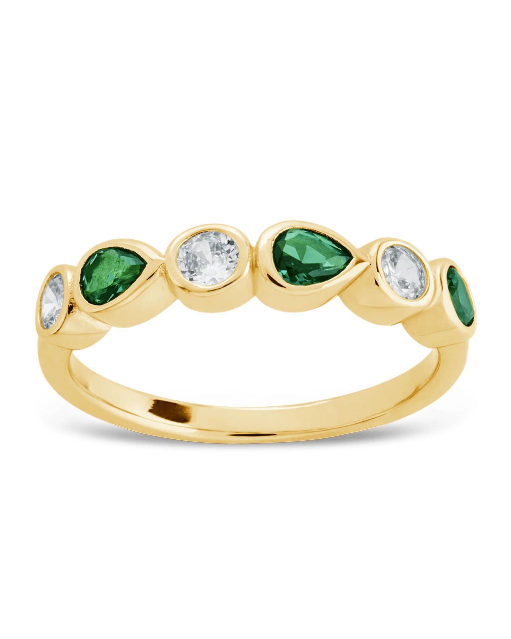 Sterling Silver Pear and Round Bezel-Set Ring