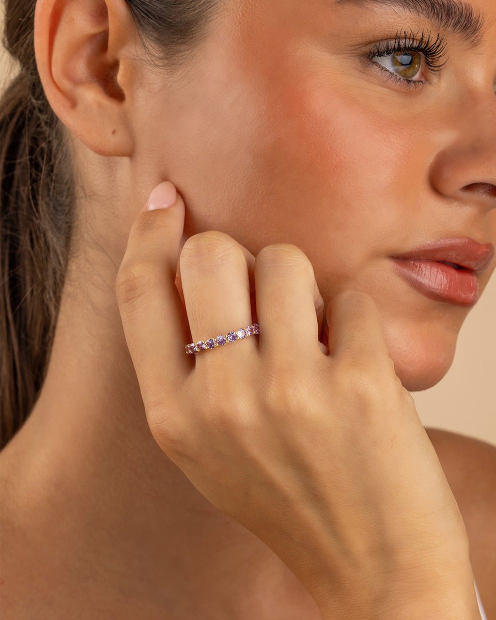 Sterling Silver Gracie Amethyst CZ Eternity Ring