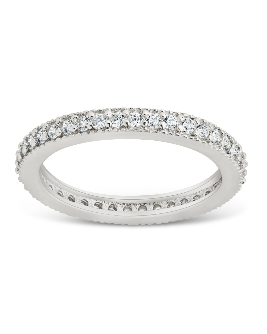 Sterling Silver Thin CZ Band Ring