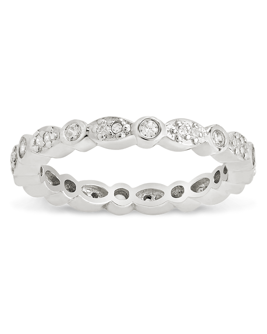 Sterling Silver CZ Bezel Band Ring