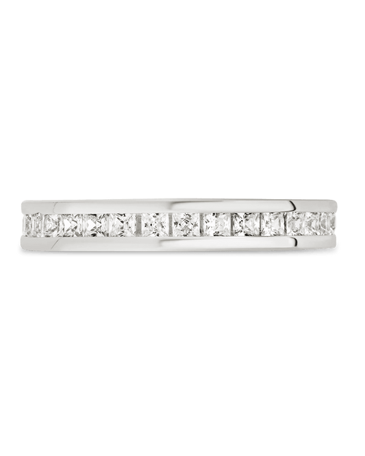 Sterling Silver Princess Eternity Wedding Band