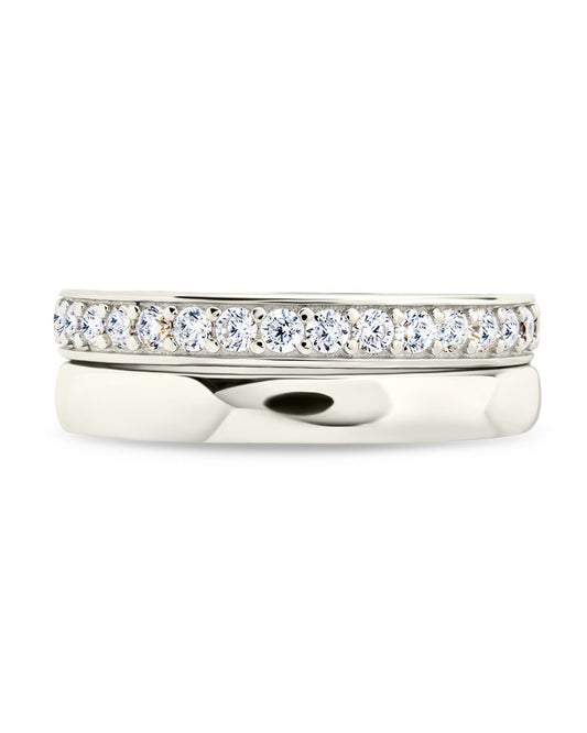 Sterling Silver Jackie CZ Stacking Ring Set of 2