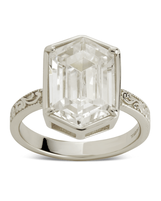 Sterling Silver Hexagon Bezel Ring