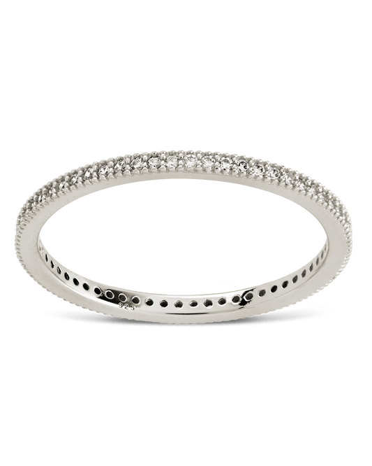 Sterling Silver 1.5mm Thin CZ Band Ring