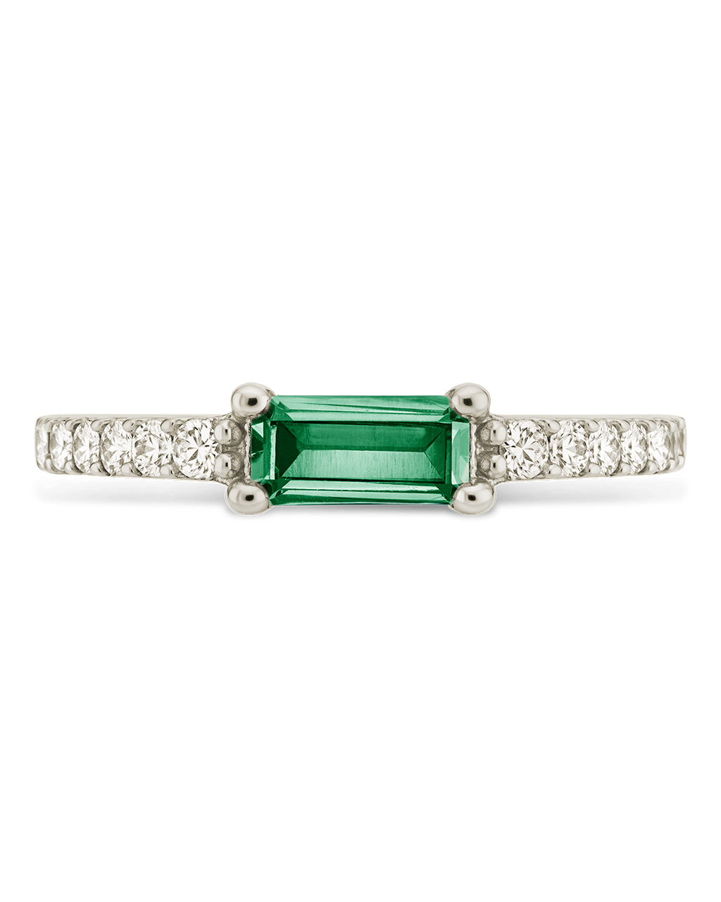 Sterling Silver Thin Emerald CZ Stacking Birthstone Ring