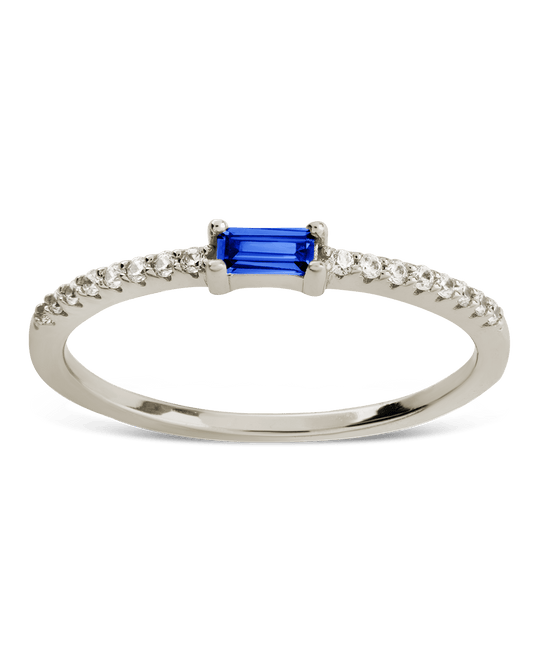 Sterling Silver Thin Sapphire CZ Stacking Birthstone Ring