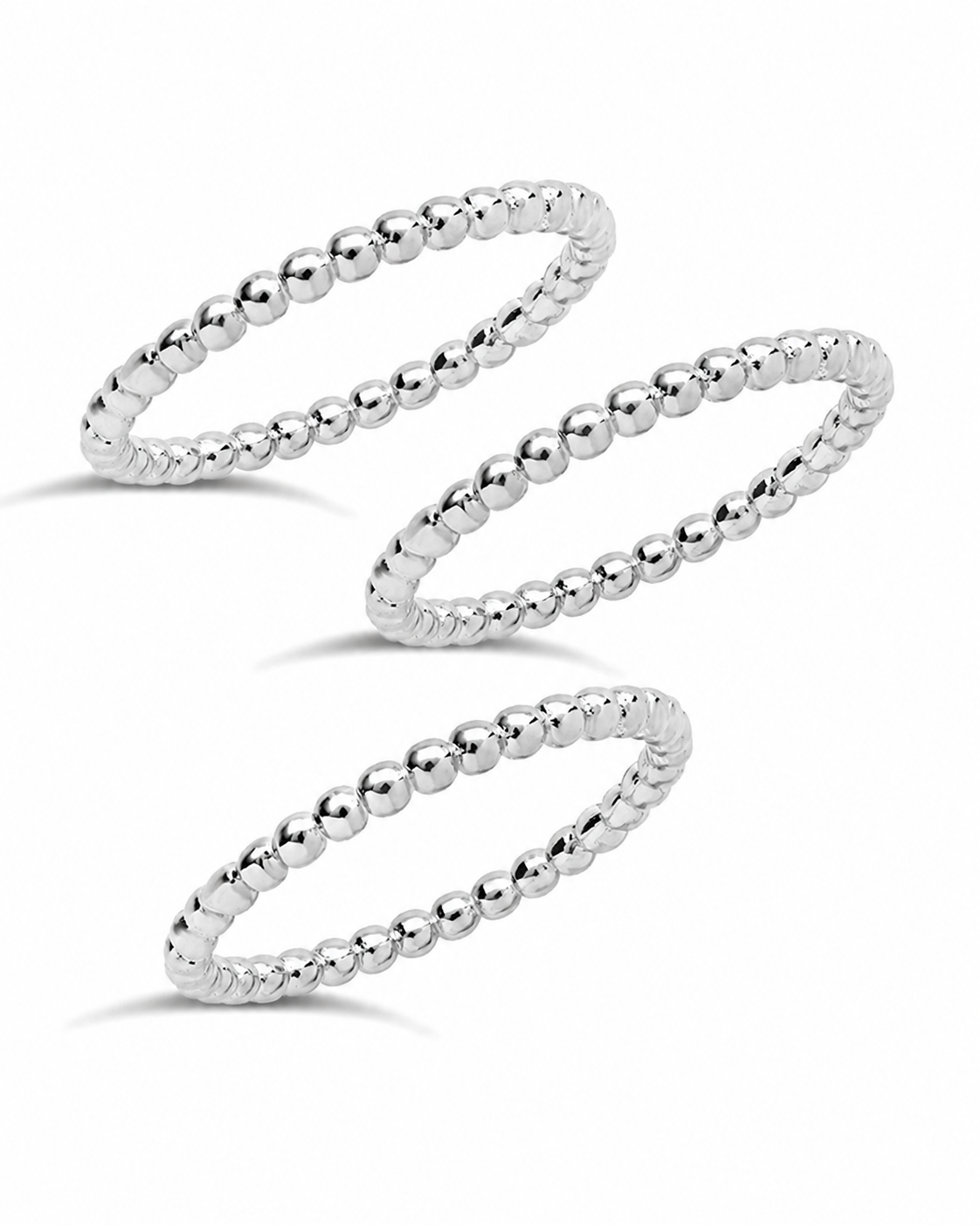 14K Gold Plated Sterling Silver Beaded Ring Set of 3