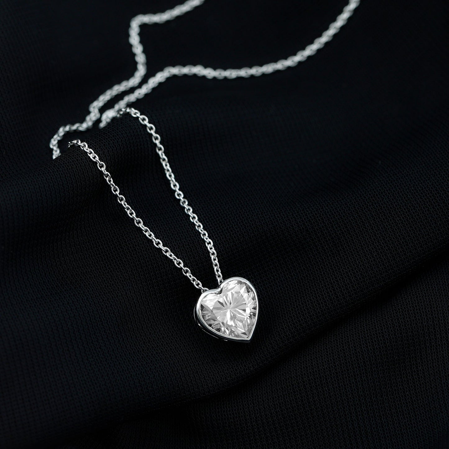 Bezel Set 8mm Lab Grown Diamond Heart Locket Necklace for Women