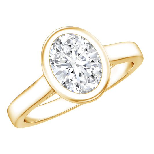 Certified 6X8 MM Lab Grown Diamond Bezel Set Engagement Ring