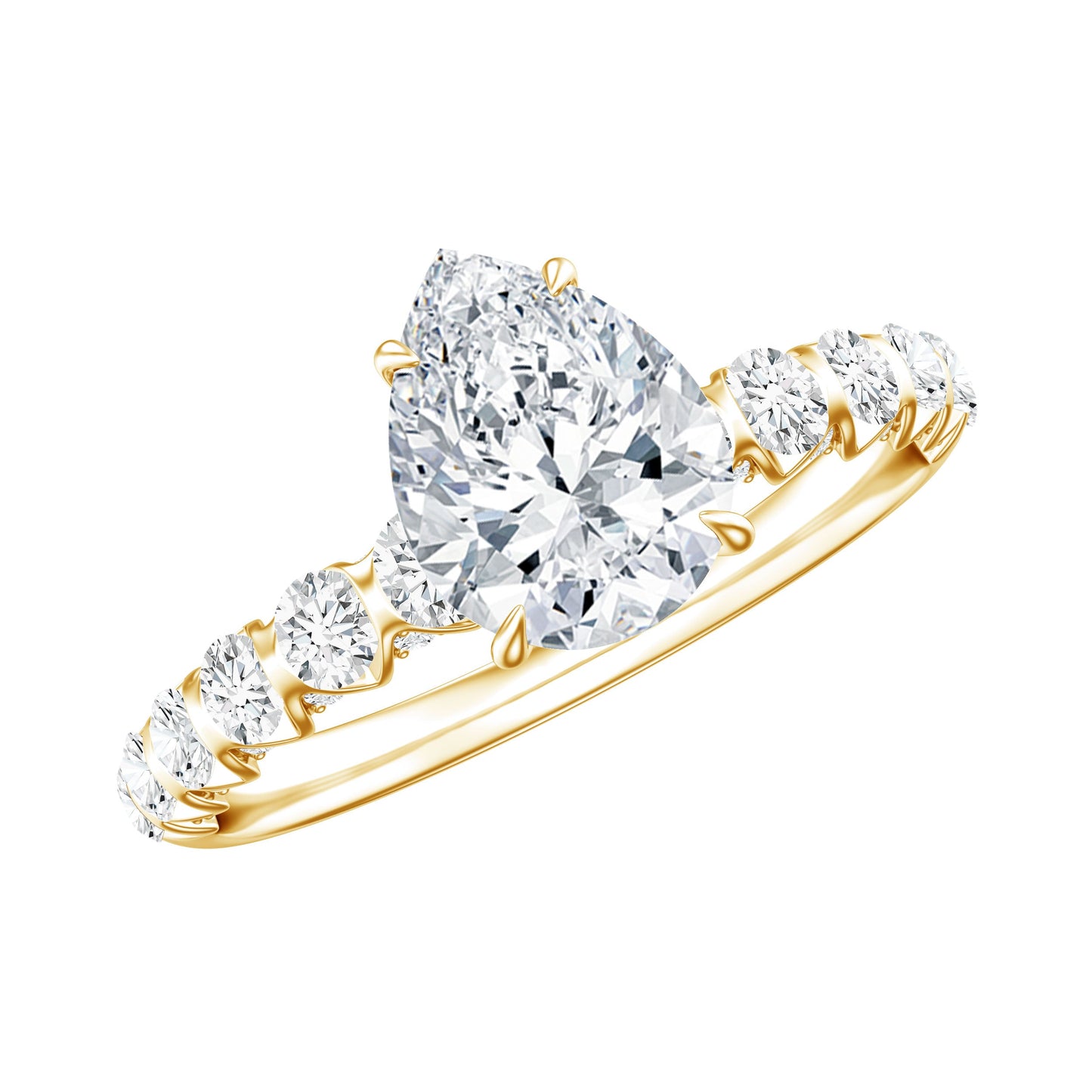 1 CT Pear Cut Lab Grown Diamond Engagement Ring for Women