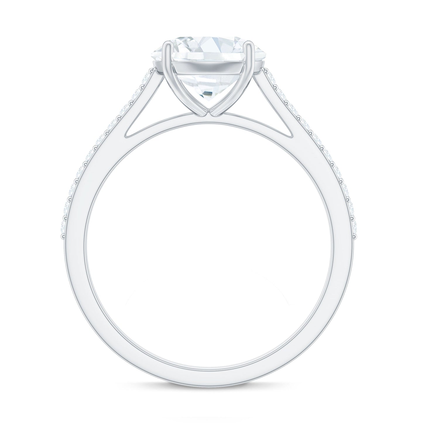 Solitaire Lab Grown Diamond Ring with Side Stones for Women