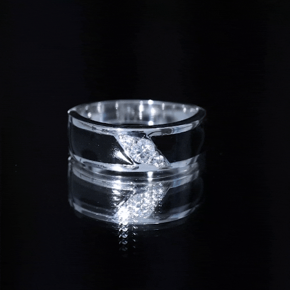 Certified Lab Grown Diamond Mens Wedding Band With Enamel
