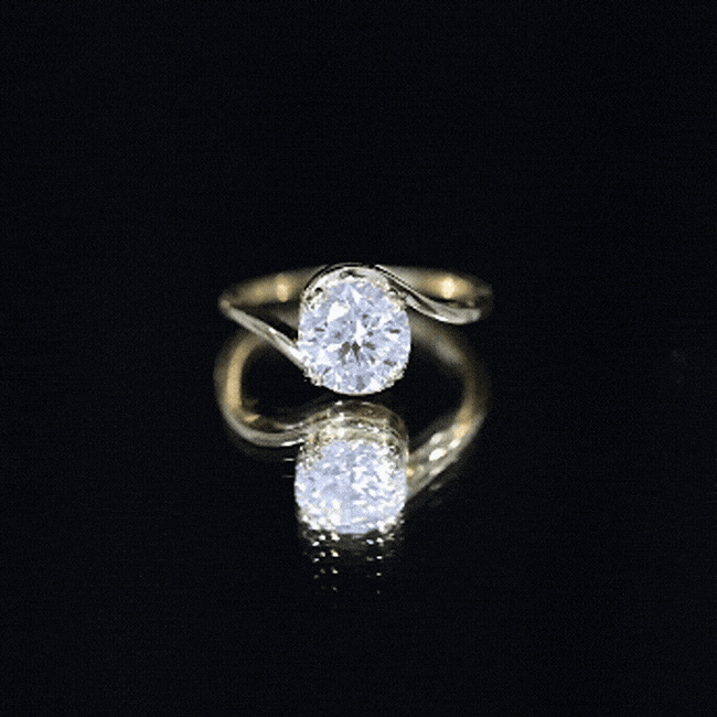 Lab Grown Diamond Bypass Engagement Ring With Diagonal 4 Prong