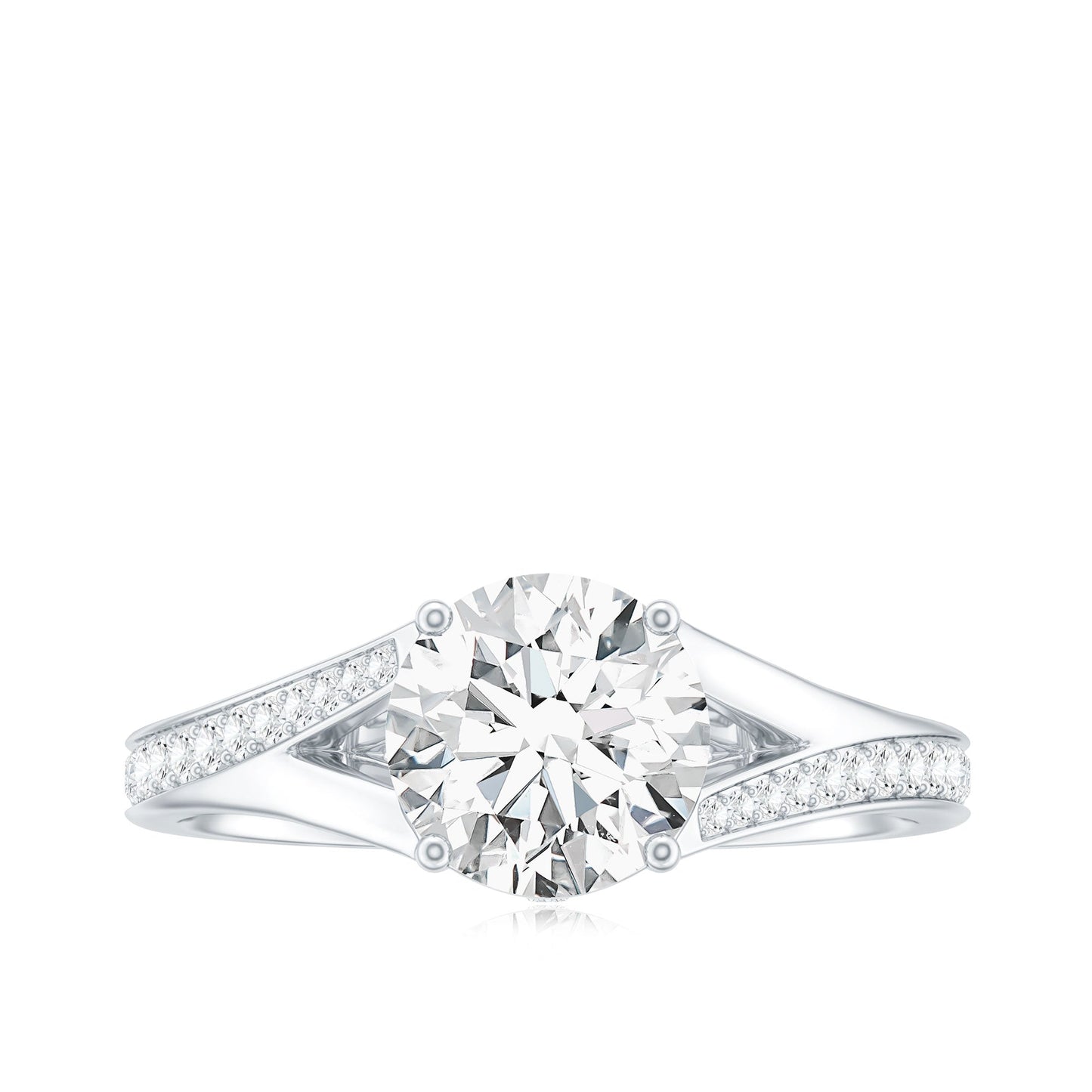 4 Prong Lab Grown Diamond Solitaire Engagement Ring with Split Shank