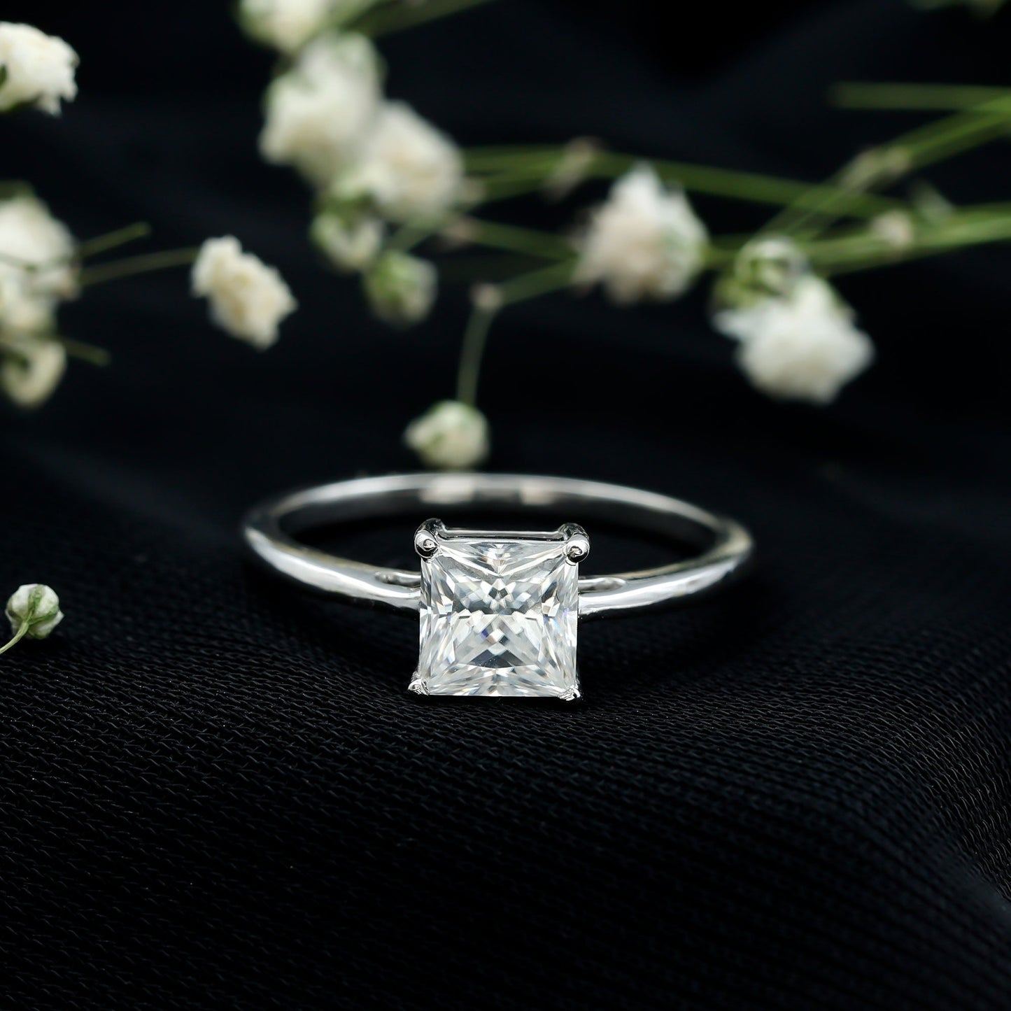 Certified Lab Grown Diamond 6 mm Square Cut Engagement Ring