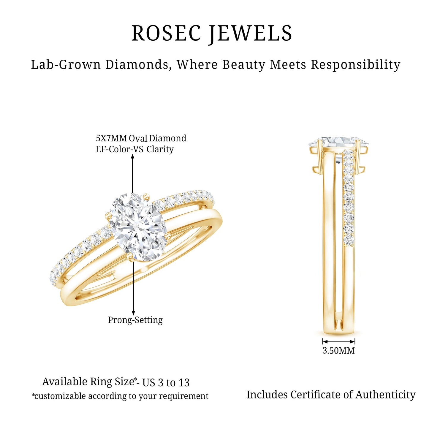 5X7 MM Oval Cut Diamond Solitaire Promise Ring For Her