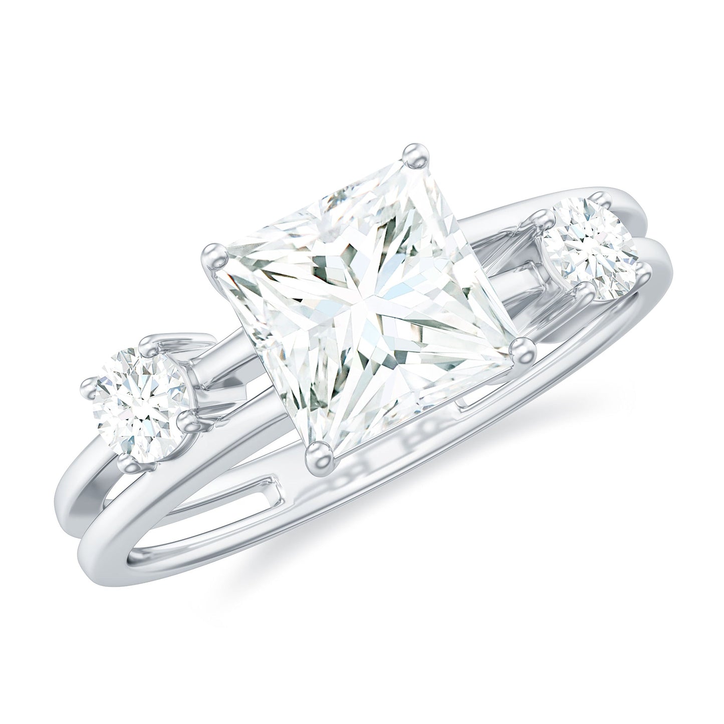 Princess Cut Lab Grown Diamond Double Band Ring
