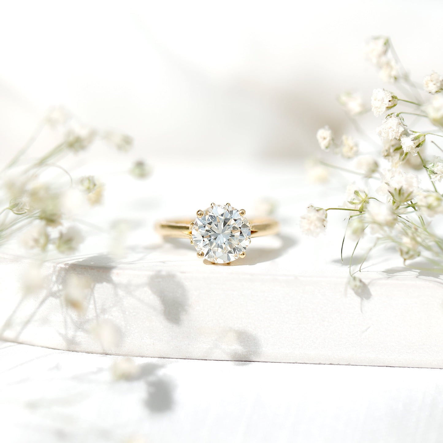 Lab Grown Diamond 8mm Round Engagement Ring With Certificate