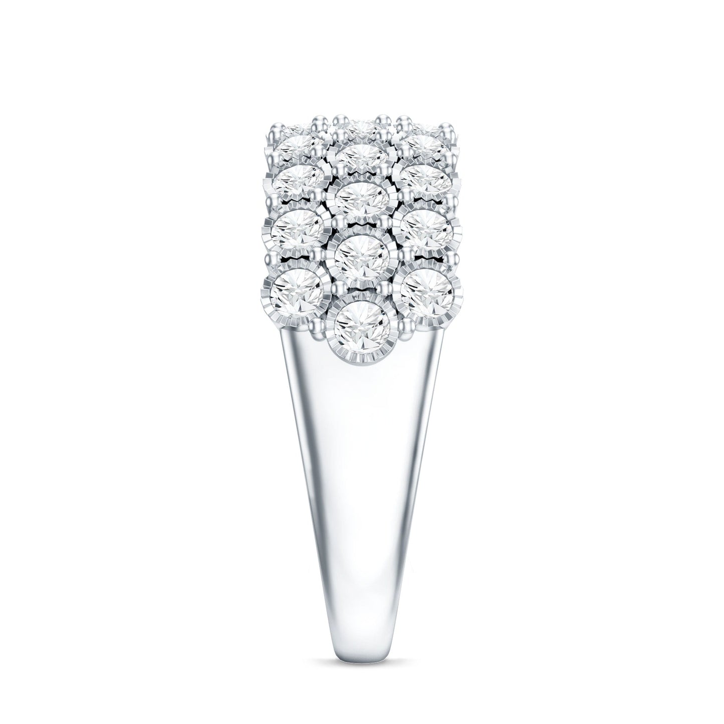 3 Row Lab Grown Diamond Wide Wedding Band with Certificate
