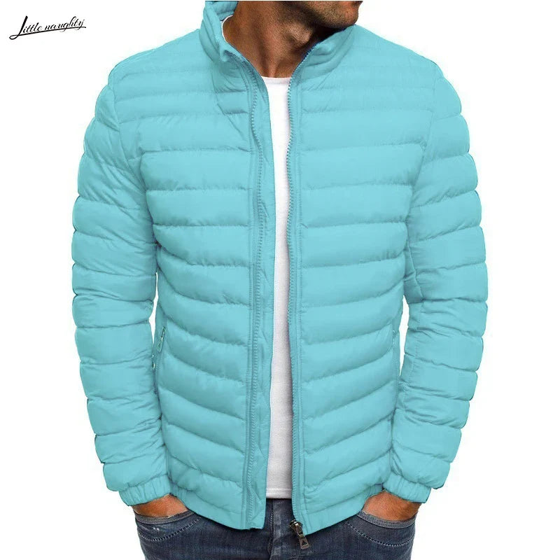 Men's Parkas Solid Hooded Cotton Coat Jacket Warm Autumn Winter