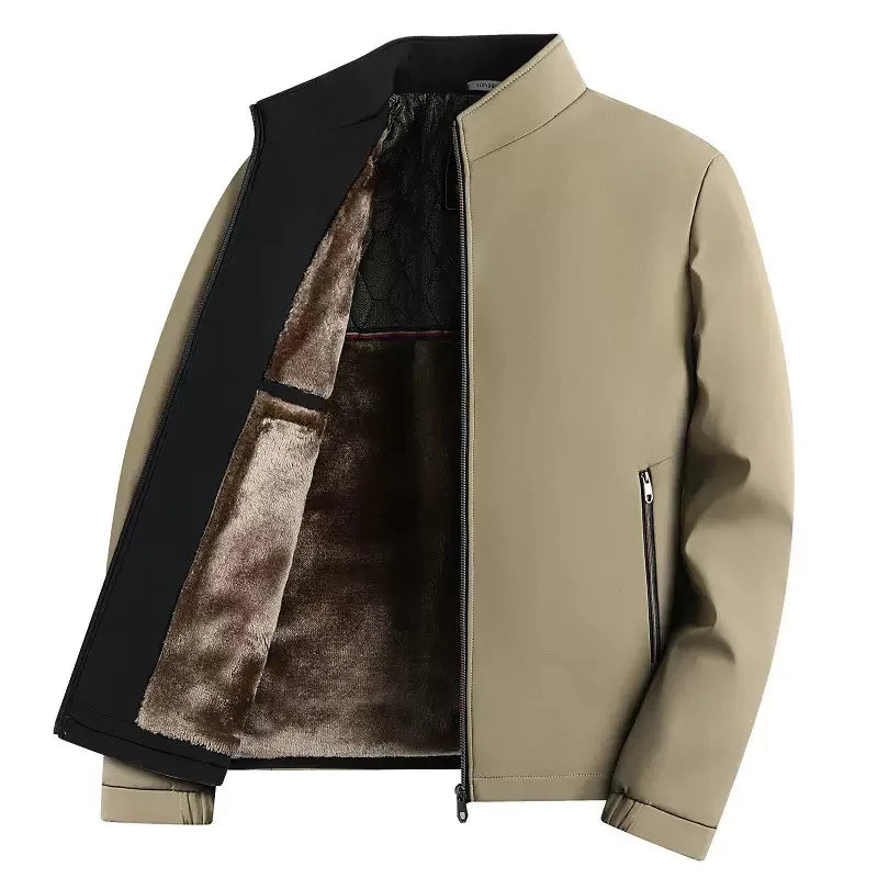 Winter Men's Sport Windproof Color Plus Velvet Thick Warm Jacket Large Size L-4XL