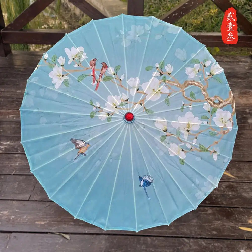 Silk umbrella with cherry blossom design