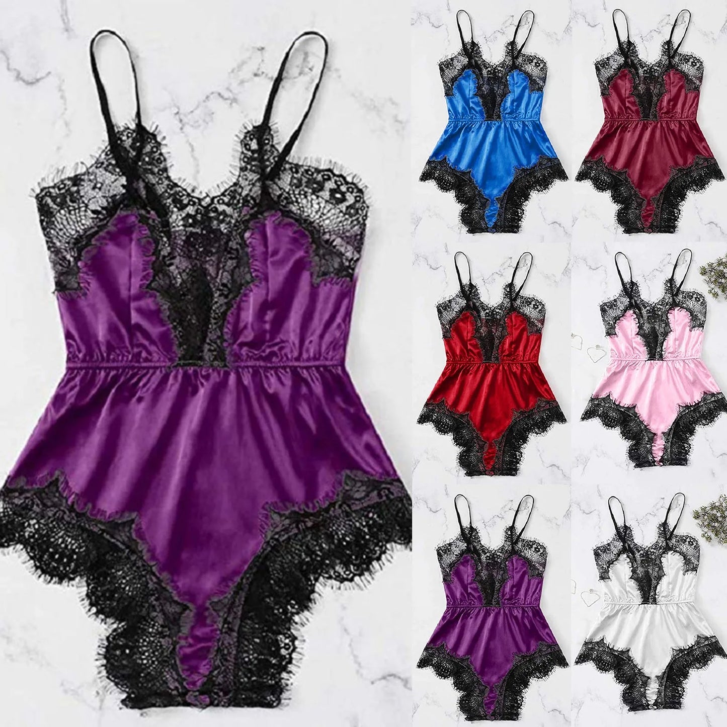 Women Sexy Lace Lingerie Bodysuit Nightwear
