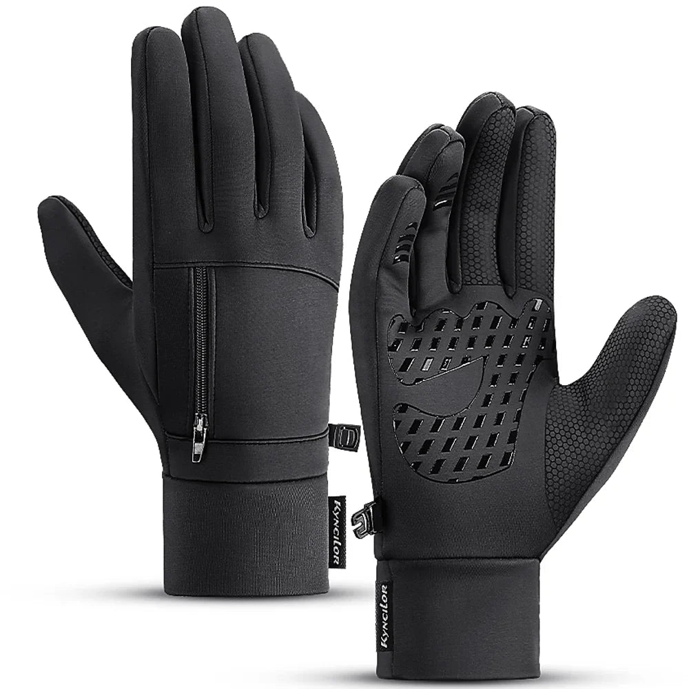 Men Winter Gloves Sports Bike Snow Bicycle Gloves Touchscreen Windproof Silicone Waterproof