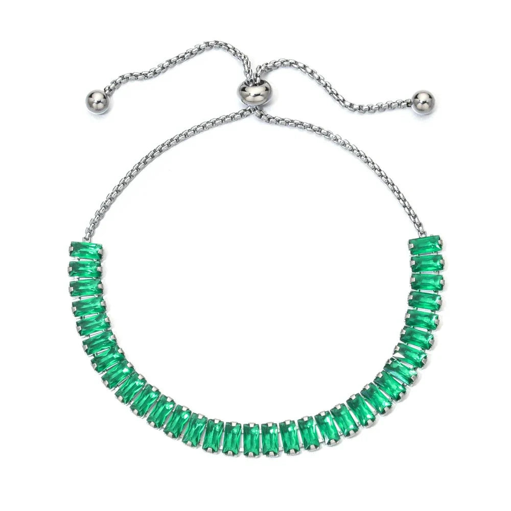 Women's Adjustable CZ Bracelet - Sparkling Zirconia Chain, Shines on Hypoallergenic Stainless Steel, Dazzling Everyday Jewelry