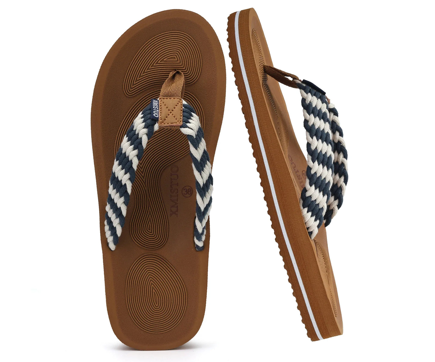 Women Thick Rubber Sole Non Slip EVA Midsole Open Toe Beach Flip Flops